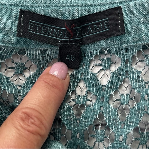 Eternal Flame Woman’s Button Front Linen Blend Green Maxi dress Size EUR 46 US S - Picture 7 of 9